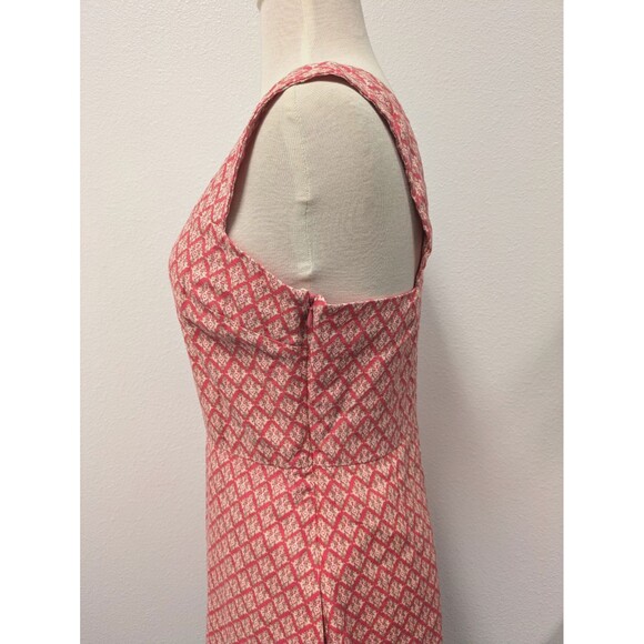 Gap Linen/Cotton Pink Diamond Weave Fit & Flare Square Neck Dress sz 4 Preppy - Picture 8 of 12